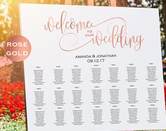 Rose Gold Wedding Seating Chart Template - Welcome Wedding Seating Chart Sign Printable - Simple Wedding - Downloadable wedding #WDHSN8184