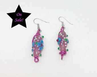 Glass Bead Earrings, Large Earrings, Bobble Earrings, Clearance Sale, On Sale Earrings, Quirky Earrings, Glass Bobble Earrings