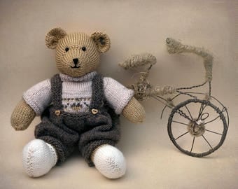 Kids Bear, Stuffed Animal Toy, Hand Knit Teddy Bear Toy, Child Toy, Knit Toy, Kids Toy Photo Prop Kids Fashioned Knitted Beige bear