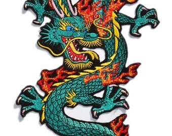 Big Embroidered Dragon Patch, Dragon Patches, Iron On Patch, Embroidered Patches, Chinese Dragon, Various sizes and colors