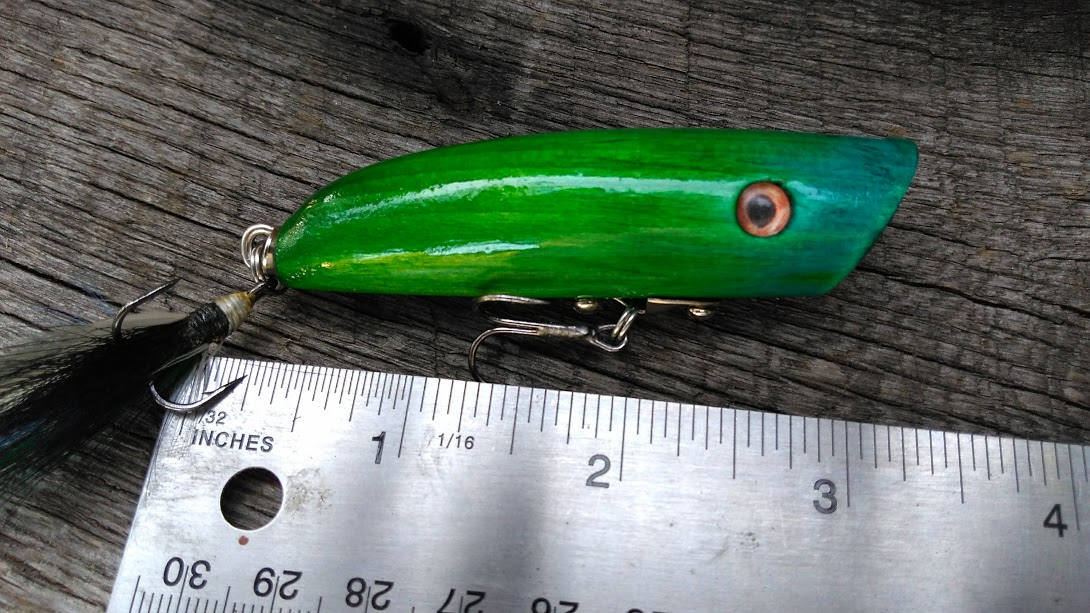 Handmade Wooden Topwater Popper Fishing Lure Wood Carving