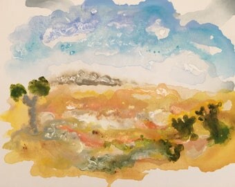 Acrylic Painting, Desert Landscape on canvas panel 8x10