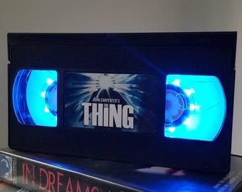 Retro VHS The Thing John Carpenter Night Light Table Lamp, Horror Movie . Order any movie! Great personal gift. Man Cave Father's Day.