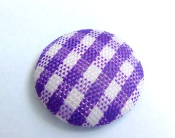Purple gingham fabric cabochon 14mm