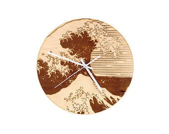 Japanese Wall Clock, laser cut clock, wood clock, laser cut wood, wall clock, wooden wall clock, unique wall clock, Japanese wood art