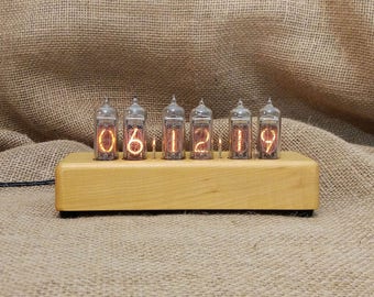 Nixie Tube Clock 6X IN-14 Desk Vintage Clock: Elegant Maple Tree & Etsy Sturdiest Design