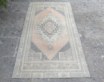 Free Shipping VINTAGE OUSHAK RUG Vintage Rug Turkish Rug Oushak Rug 7.2 x 3.3 feet e:217