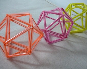 3 decorative balls neon color