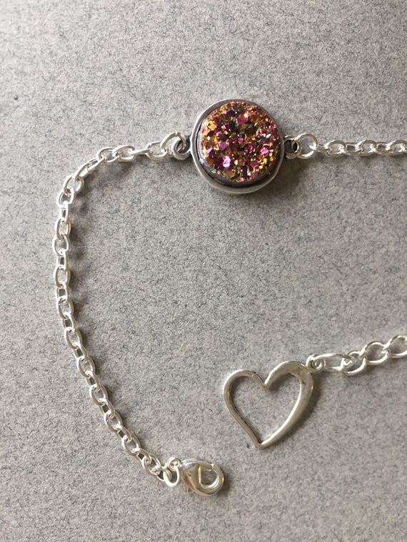 Druzy Crystal Bracelet Druzy Heart Bracelet