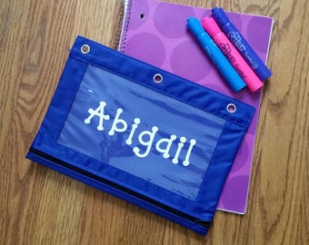 Personalized Pencil Pouch, Clear View Pencil Pouch, Back to School, School Supplies Pouch, Pencil Bag