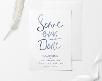 Save The Date, Printable Save The Date, Custom Printable Save The Date, Minimalist Save The Date, Blue Marble, Marble Save The Date Invite