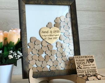 Wedding Guest Book, Alternative Drop Box, Wedding Box Wishes, Guest Book, Guestbook Hearts, Drop Top Box, Guestbook Idea, Guestbook
