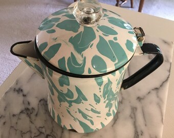 Turquoise/Aqua Enamelware Coffee Pot