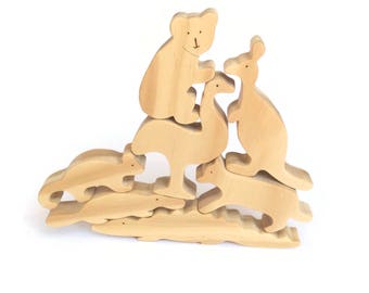Australian animals set - wooden toys - eco friendly waldorf figures - aussie animals