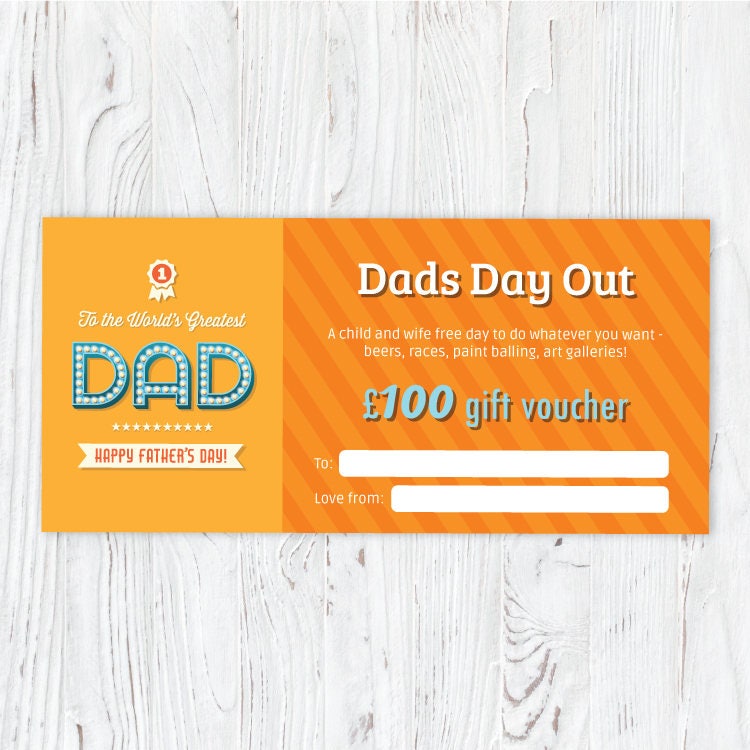 Dads birthday or fathers day gift personalised voucher for