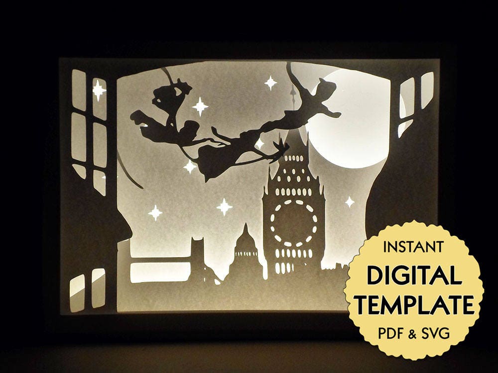 Download Template Peter Pan Paper Cut File, Silhouette Light Box ...