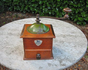 A Very Nice French Wooden Coffee Grinder By Peugeot Freres Good Working Order Great In Country / Farmhouse Kitchen