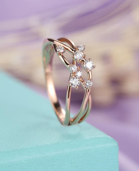 Diamond Cluster ring Twig Engagement Ring Rose Gold Floral