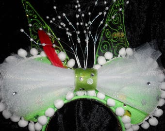 Disney Ears: Tinkerbell Inspired Disney Mouse Ears; Peter Pan; Tinker Bell; Mickey Ears Headband