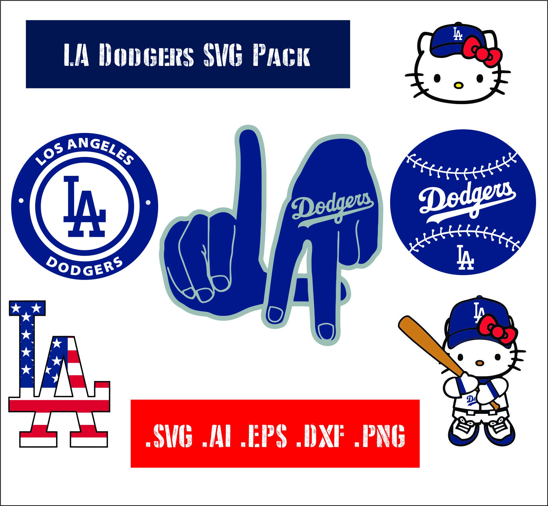 LA Dodgers SVG Los Angeles Decal Eps Dxf Ai Png Baseball.
