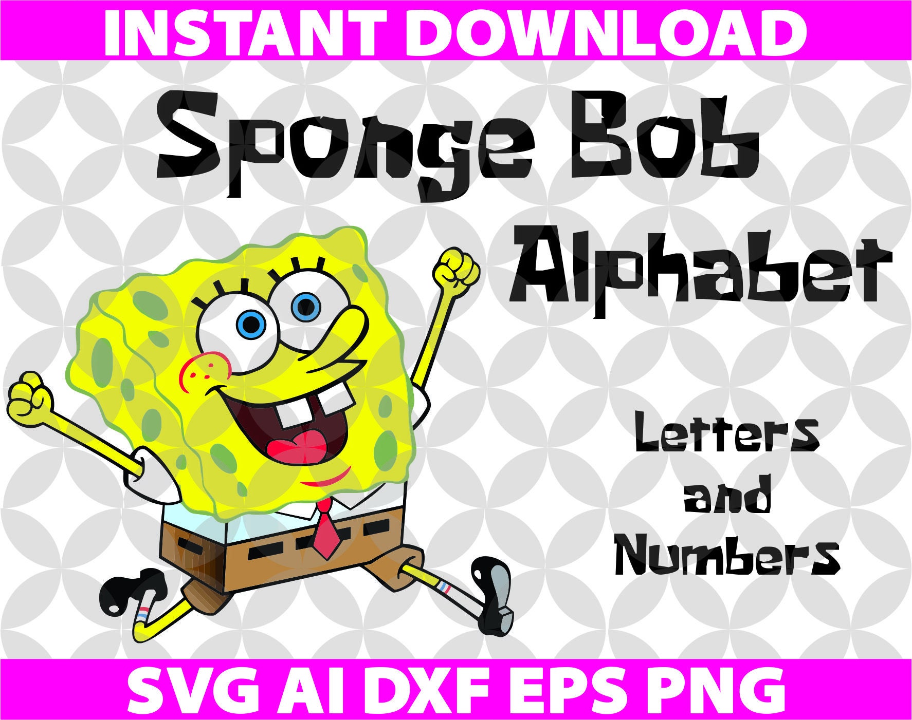 Sponge Bob Letters SVG Eps Ai Dxf Png Monogran Silhouete