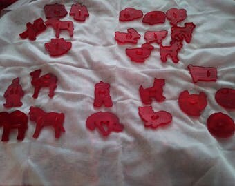 CHOICE of SIX lots of vintage red plastic cookie cutters