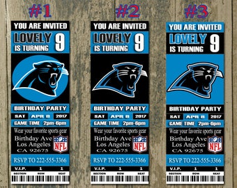 Carolina Panthers Birthday Invitation, Football, Ticket Invitation, Sport,Birthday, Digital, Invite Printable 300 dpi JPG