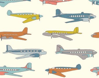 Organic fabric, airplane fabric, Birch organic fabric, baby fabric, transpacific fabric, pilot fabric, baby boy fabric