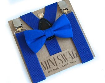 Cake Smash Outfit Boy, Royal Blue Toddler Bow Tie, Birthday Outfit Boy, Toddler Suspenders, Baby Bow Tie, Bow Tie and Suspenders Set