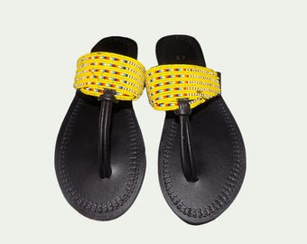 Maasai beaded sandles, leather sandles