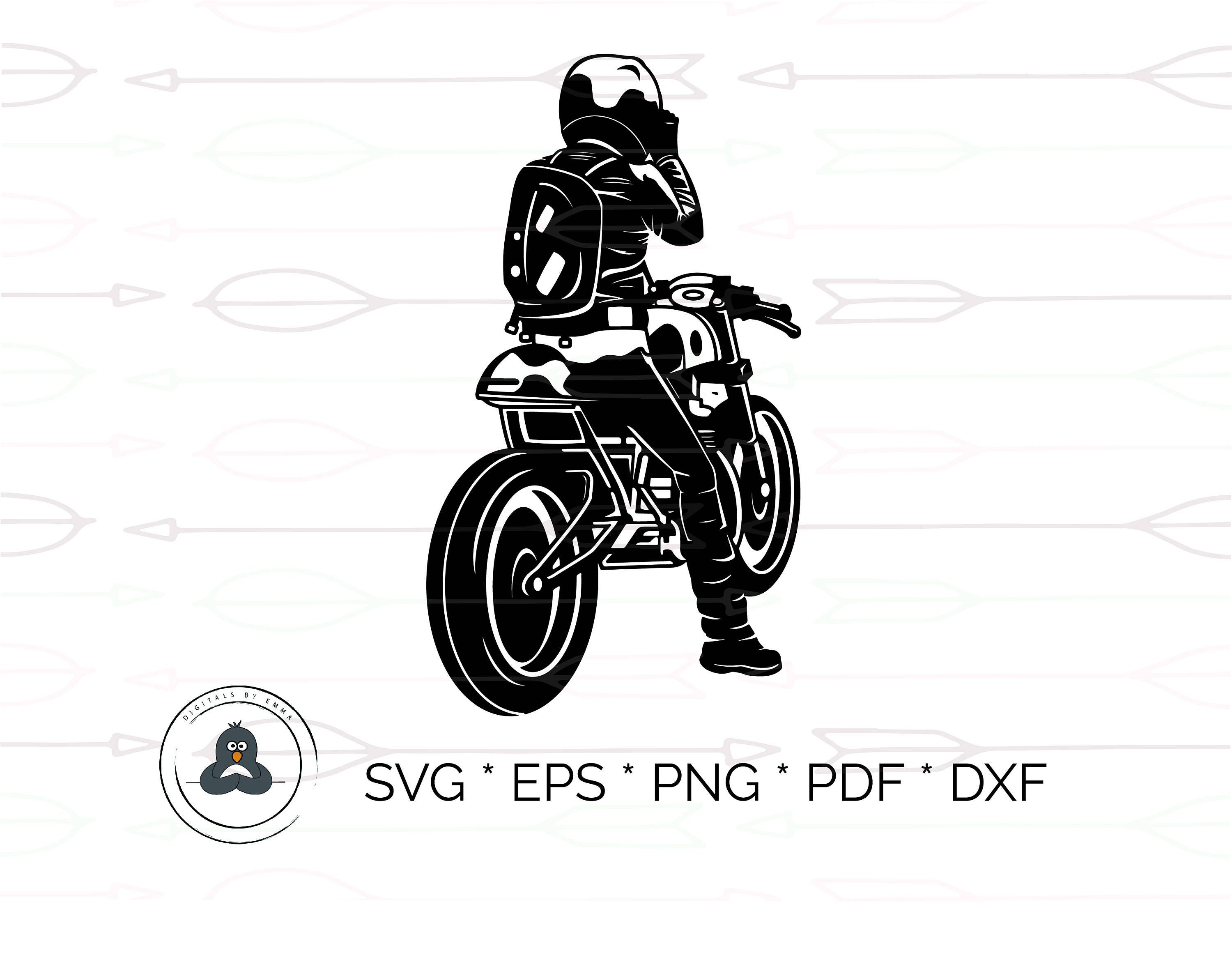 Download Motorbike Rider Silhouette SVG & Dxf Cutting Files for Cricut