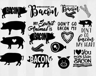 Bacon SVG Bundle, Bacon clipart, Bacon cut files, Bacon svg files for silhouette, Bacon files for cricut, pig svg, dxf, eps, cuttable design