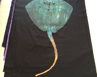XXL Sting Ray Loose Original Gyotaku Fish Rubbing by Alex Dragoni