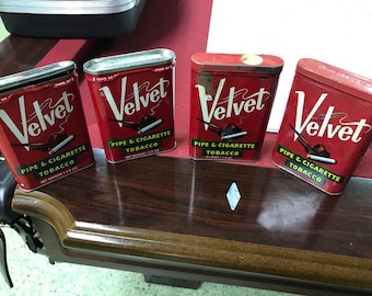 4 Velvet Tobacco Tins 1960's
