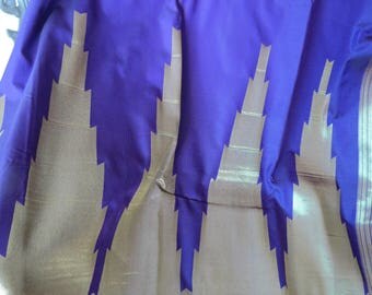 Deep Purple Kanchipuram Silk Saree with Temple Border sari/ Sari