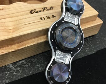 Black and flamed vanpelt double spinner fidget spinner