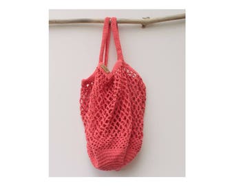 Coral crochet market bag mesh bag