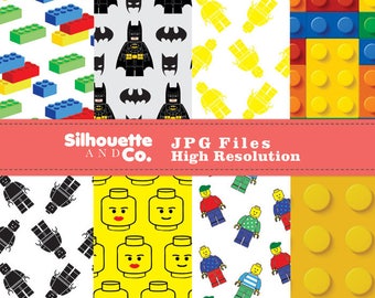 Lego Digital Papers, Lego Papers, Lego Pattern, Lego Background, Lego Batman Clipart, Lego Batman paper, Lego Scrapbook, Lego Paper Pack