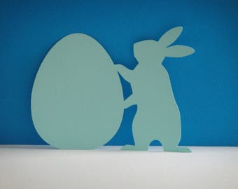 Light blue bunny and Easter egg cutting