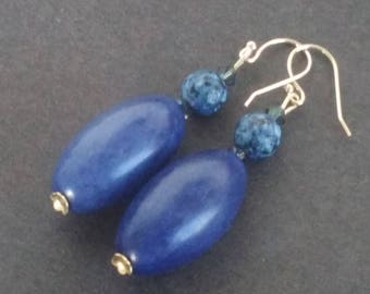 Tagua and lapis lazuli earrings