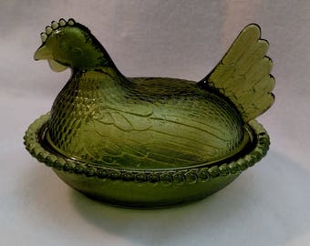 Green Hen on Nest