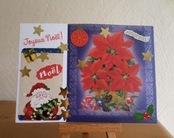 greeting card with flowers on blue tracing paper