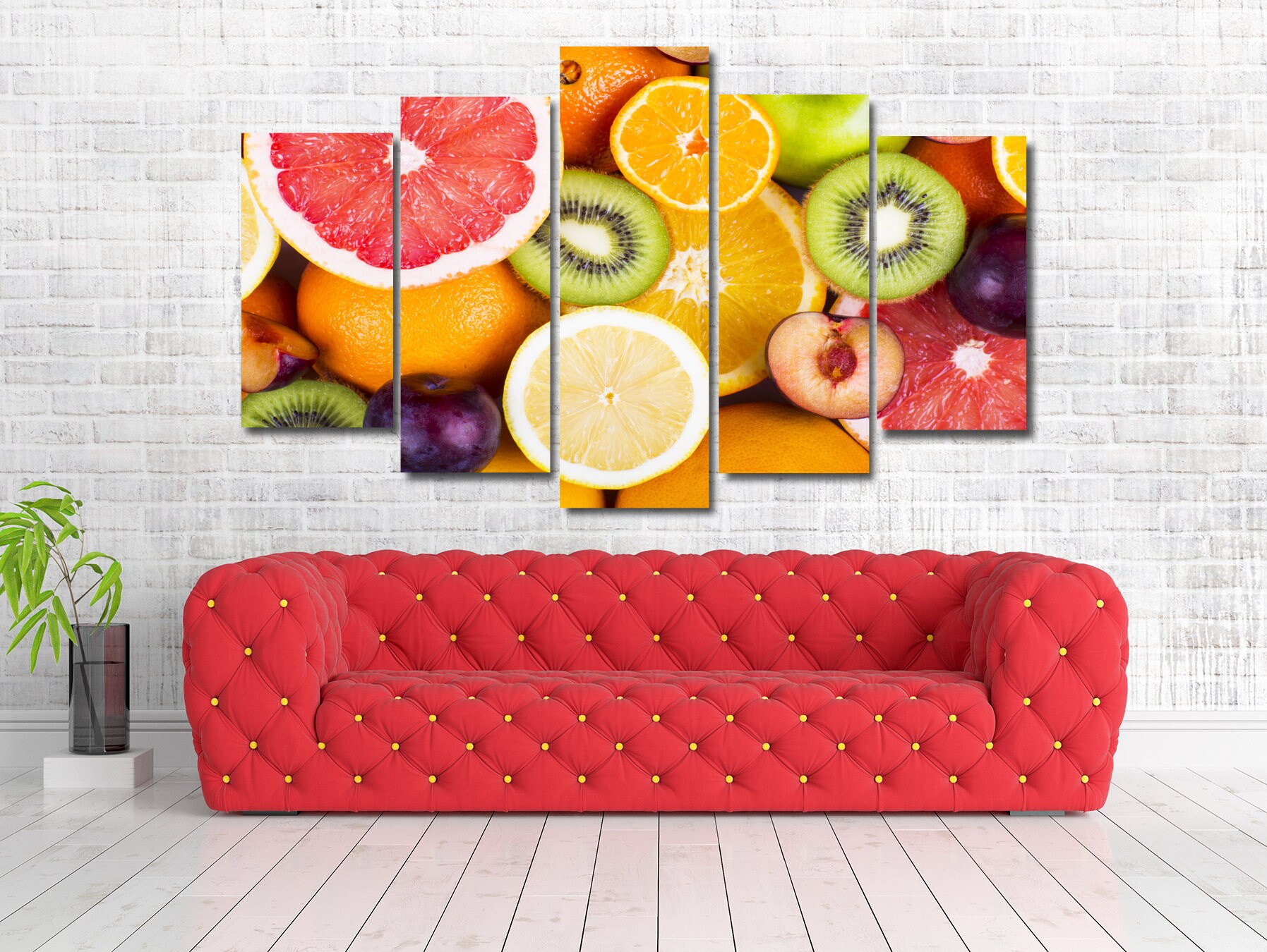 Fruit Kitchen Food Framed Canvas Print Wall Art Multi