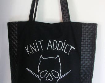 Bag Tote Knit addict-in heavy canvas and faux