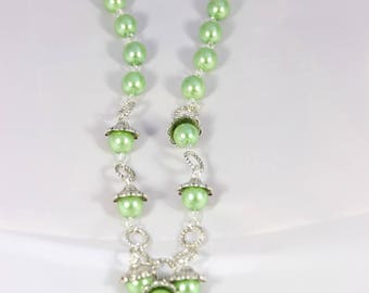 Necklace beads silver plated metal charms, approximately 54 cm