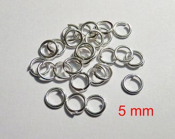 Set of 10 silver ring 5 mm - lead and nickel free