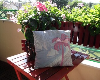 applications of pattern pillow cover. Blue cotton