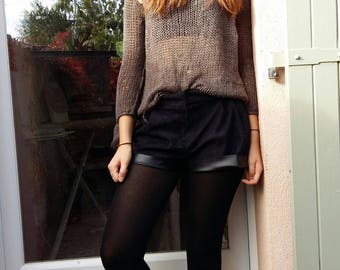 High waisted shorts in imitation suede