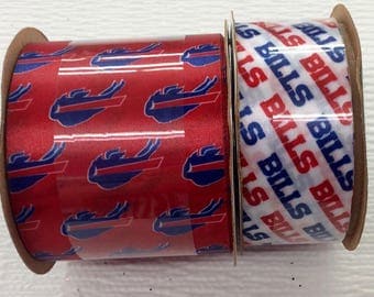 FREE SHIPPING- 2 Piece Ribbon Set - Buffalo Bills - NFL Licensed Offray Ribbon