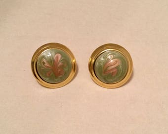Round Enamel Post Earrings